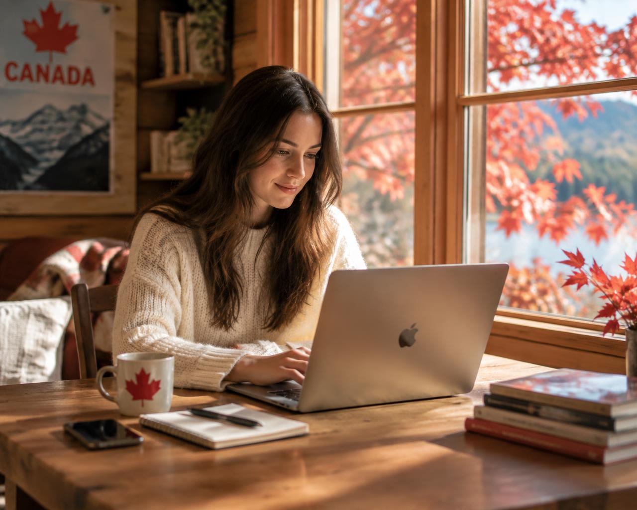 Canadian entrepreneur working on a laptop